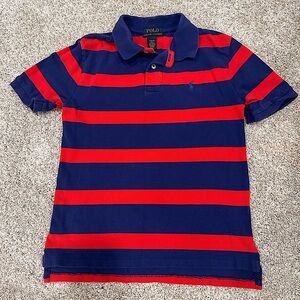 Boys Polo Ralph Lauren Blue and Red Striped Shirt Size M (10-12)